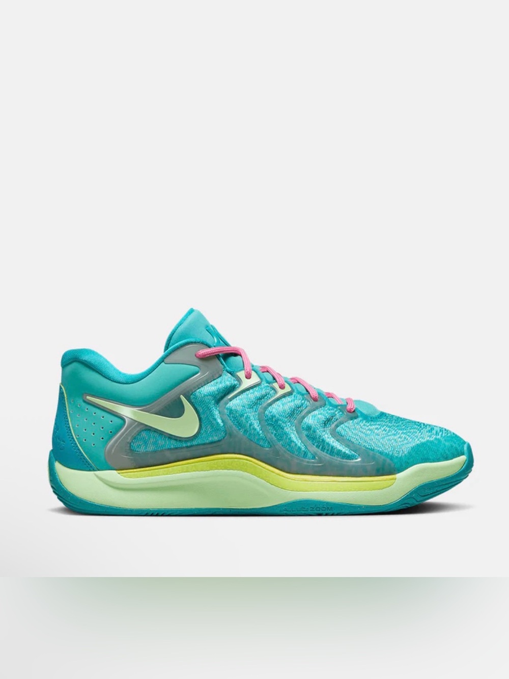 Nike KD Women's 8.5 Teal Athletic Basketball Shoes Pink Laces & Lime Accents